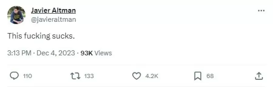 Javier Altman nahnevan&yacute; tweet