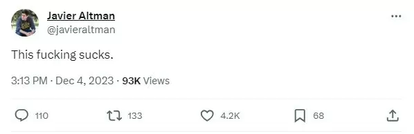 Javier Altman nahnevaný tweet