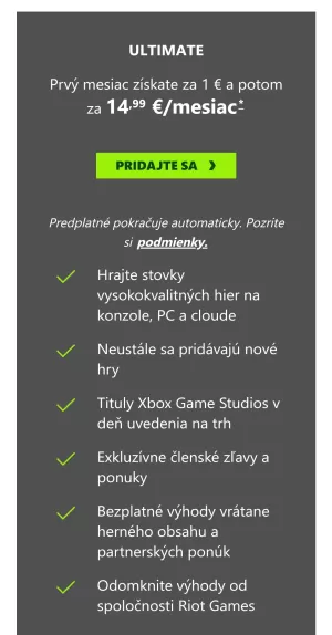 Xbox Game Pass 1 euro