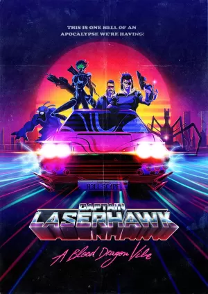 Box-art pre hru s názvom Captain Laserhawk: A Blood Dragon Remix