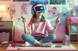 dievča VR hra