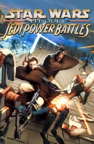 Box-art pre hru s názvom Star Wars Episode I: Jedi Power Battles