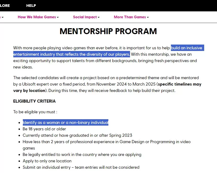 Ubisoft mentorship program