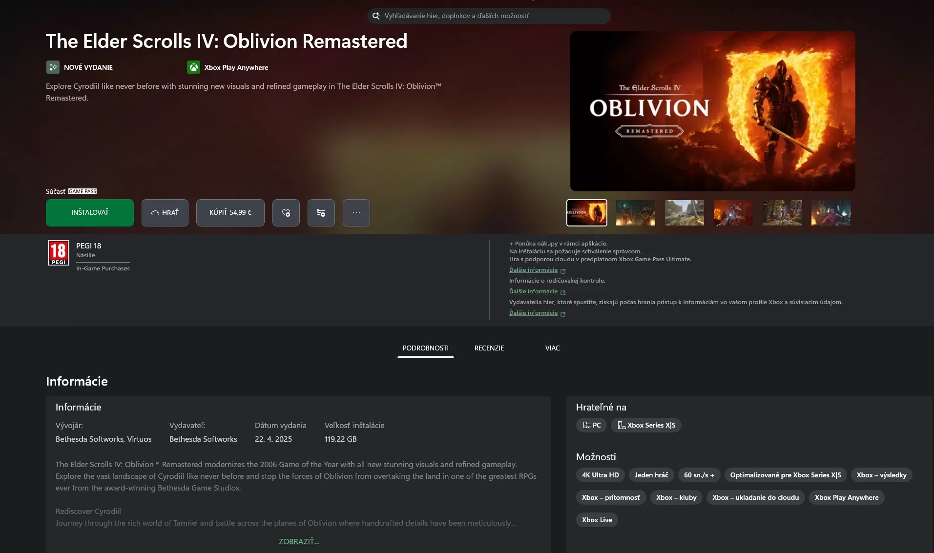 Oblivion Xbox Game Pass