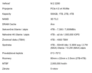 Kingston Fury Renegade 4TB specs