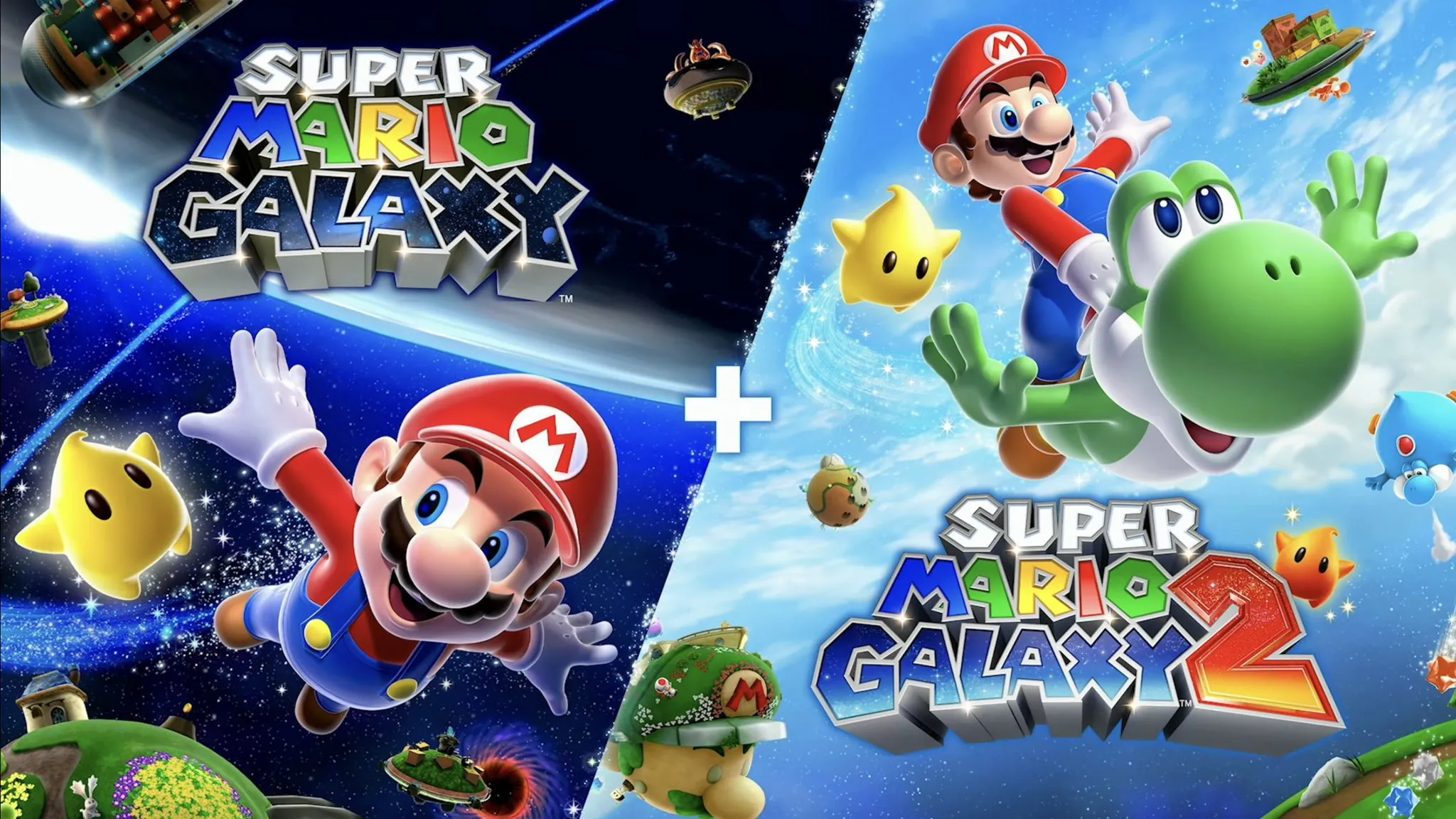 Box-art pre Super Mario Galaxy + Super Mario Galaxy 2
