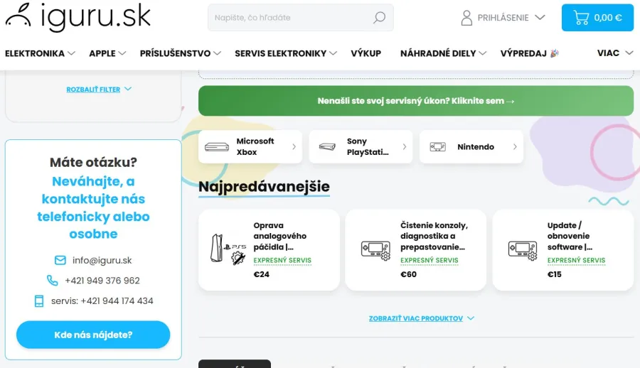 iguru.sk servis oprava konzoly